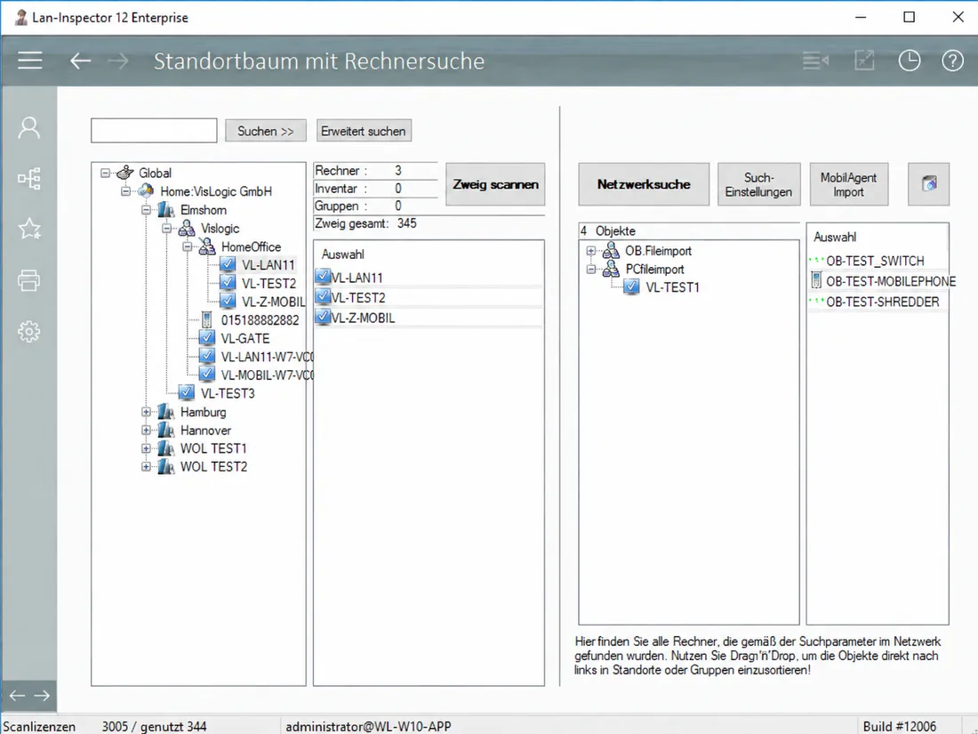 Standortstruktur in Lan-Inspector