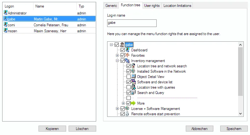 Rollen und Rechte in Lan-Inspector
