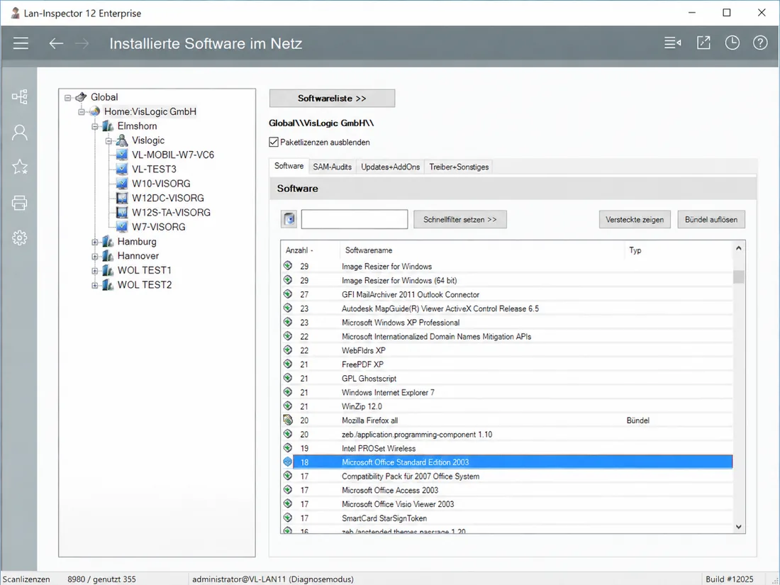 Softwareinventar in Lan-Inspector